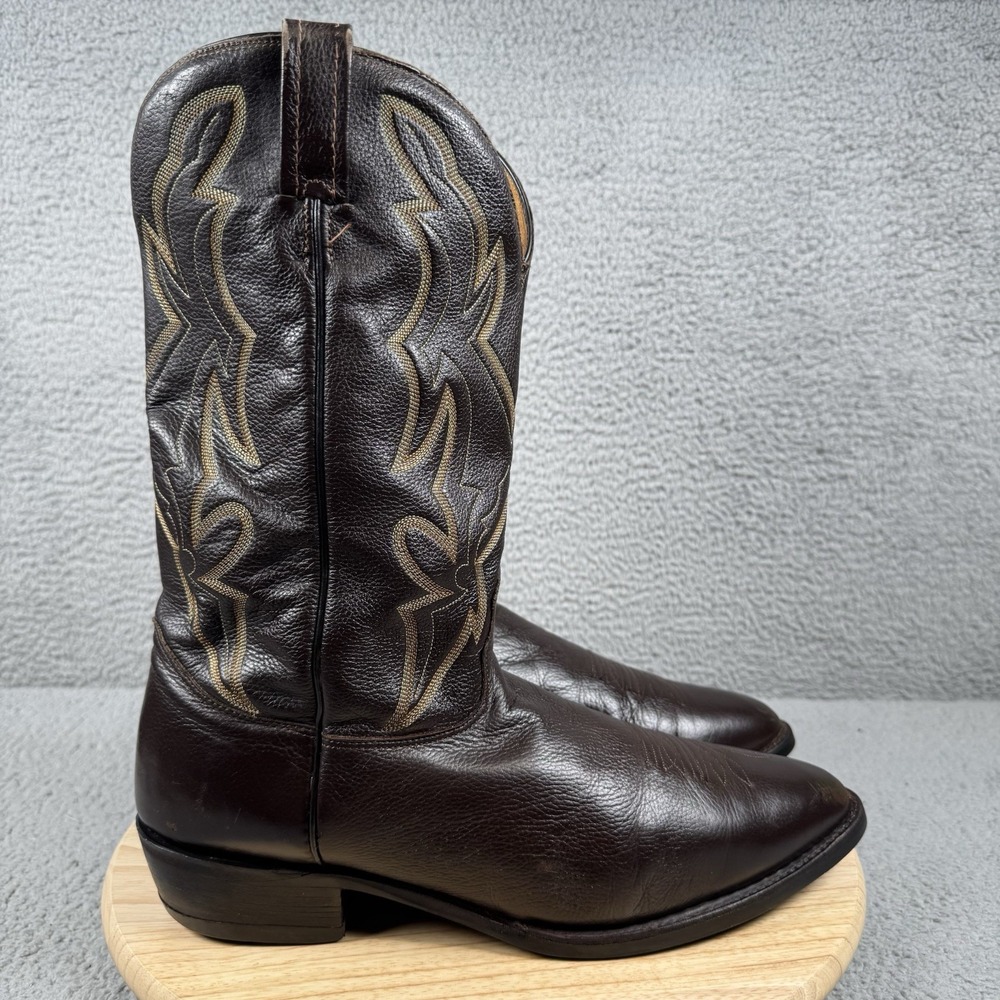 Nocona Boots Mens 15 C Brown Embroidered Western Cowboy Leather USA Rockabilly